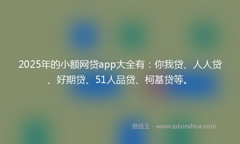 2025年的小额网贷app大全有：你我贷、人人贷、好期贷、51人品贷、柯基贷等。