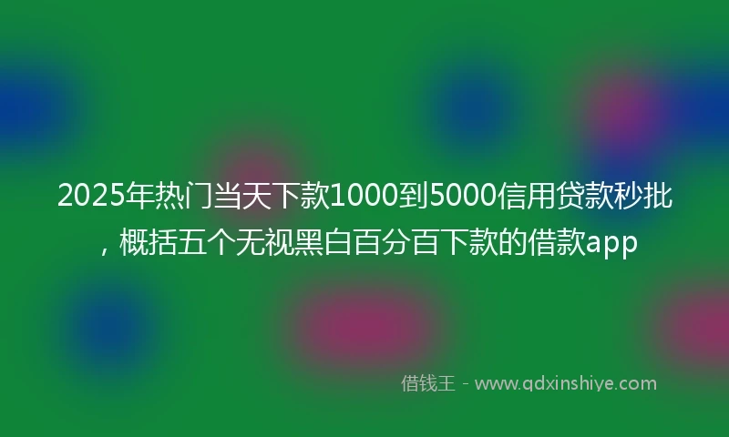 2025年热门当天下款1000到5000信用贷款秒批，概括五个无视黑白百分百下款的借款app
