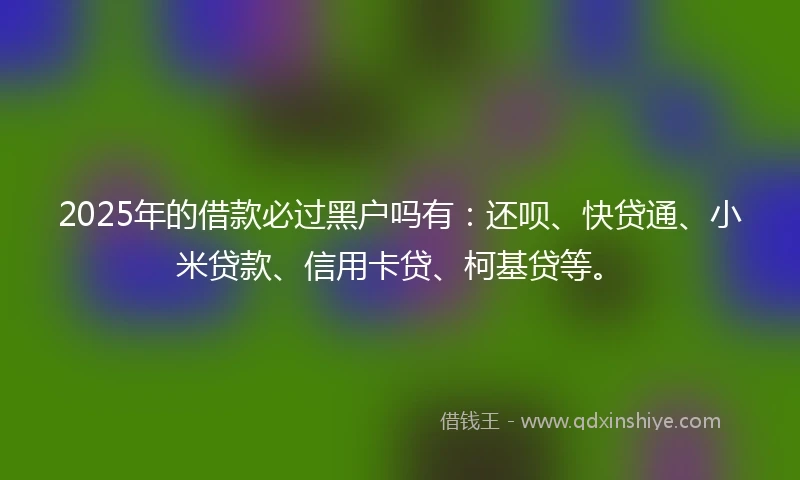 2025年的借款必过黑户吗有：还呗、快贷通、小米贷款、信用卡贷、柯基贷等。