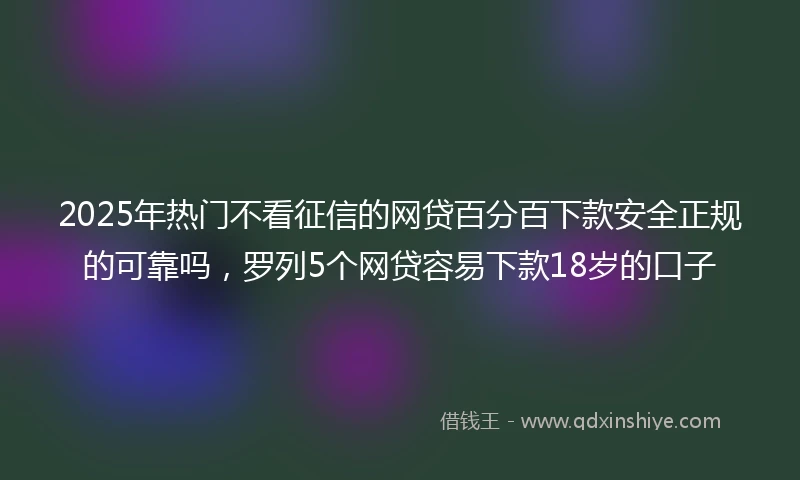 2025年热门不看征信的网贷百分百下款安全正规的可靠吗，罗列5个网贷容易下款18岁的口子