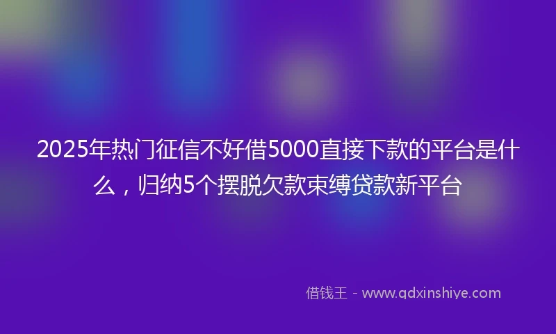 2025年热门征信不好借5000直接下款的平台是什么，归纳5个摆脱欠款束缚贷款新平台