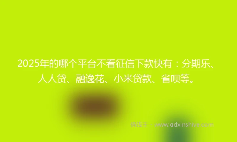 2025年的哪个平台不看征信下款快有：分期乐、人人贷、融逸花、小米贷款、省呗等。