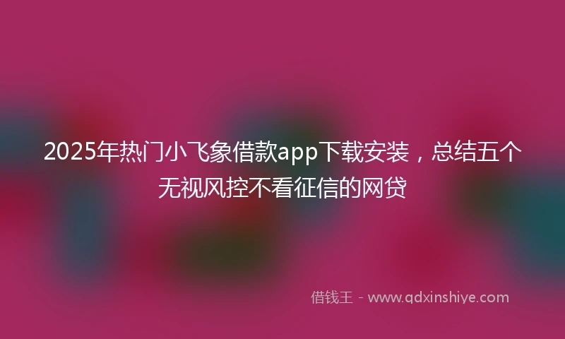 2025年热门小飞象借款app下载安装，总结五个无视风控不看征信的网贷