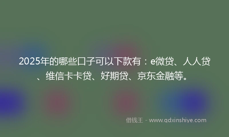 2025年的哪些口子可以下款有：e微贷、人人贷、维信卡卡贷、好期贷、京东金融等。