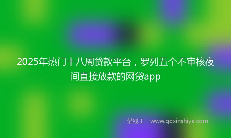 2025年热门十八周贷款平台，罗列五个不审核夜间直接放款的网贷app