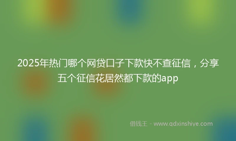 2025年热门哪个网贷口子下款快不查征信，分享五个征信花居然都下款的app