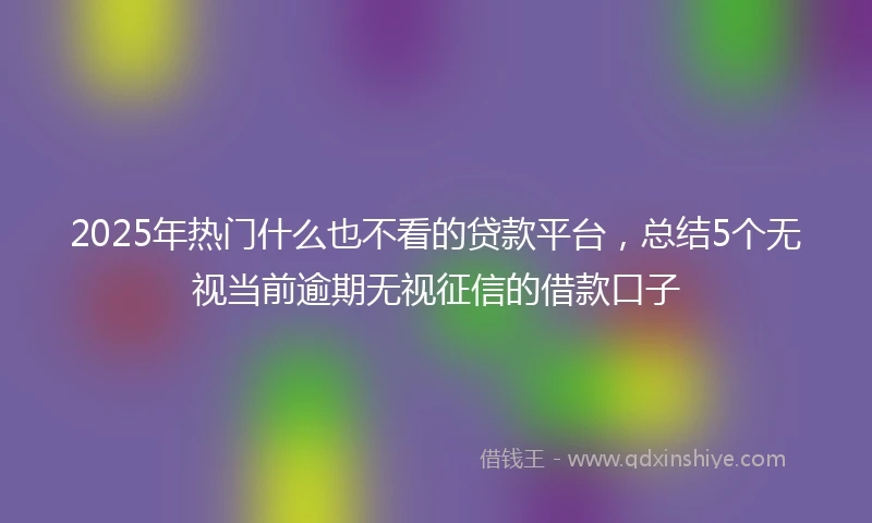 2025年热门什么也不看的贷款平台，总结5个无视当前逾期无视征信的借款口子