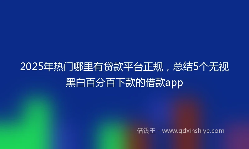 2025年热门哪里有贷款平台正规，总结5个无视黑白百分百下款的借款app