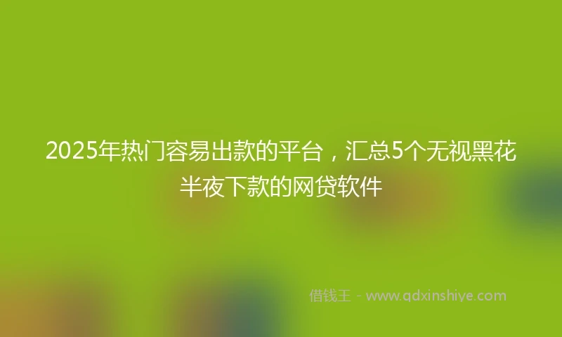 2025年热门容易出款的平台，汇总5个无视黑花半夜下款的网贷软件