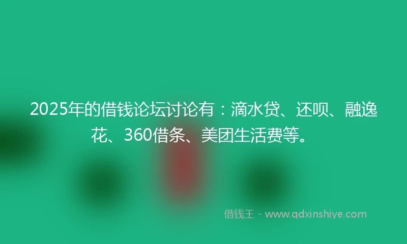 2025年的借钱论坛讨论有：滴水贷、还呗、融逸花、360借条、美团生活费等。