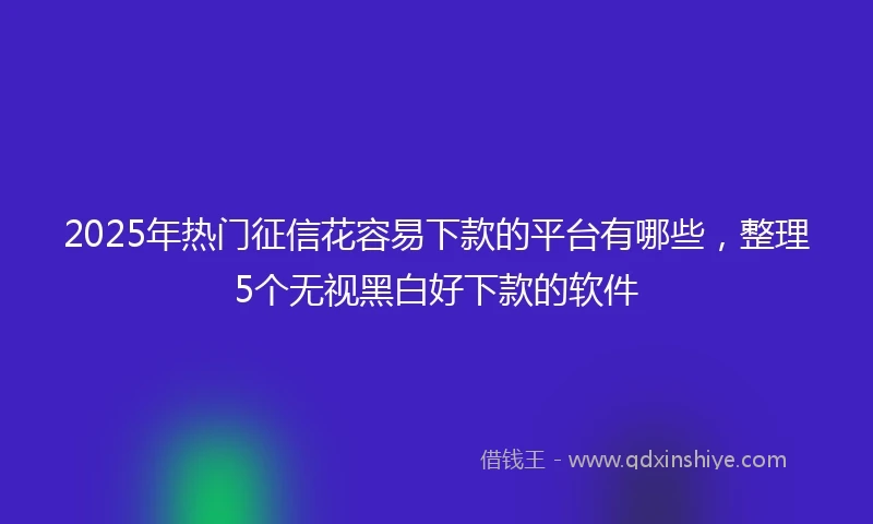 2025年热门征信花容易下款的平台有哪些，整理5个无视黑白好下款的软件