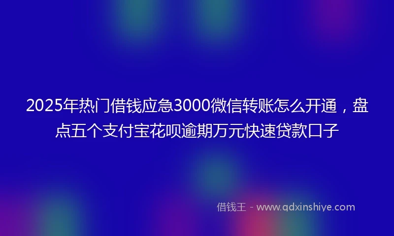 2025年热门借钱应急3000微信转账怎么开通，盘点五个支付宝花呗逾期万元快速贷款口子