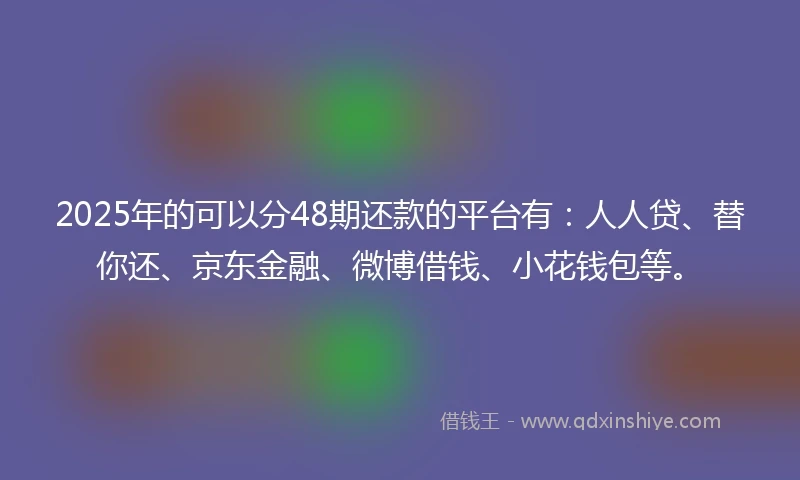 2025年的可以分48期还款的平台有：人人贷、替你还、京东金融、微博借钱、小花钱包等。