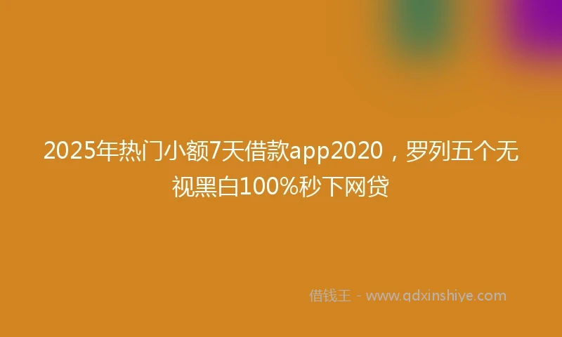 2025年热门小额7天借款app2020，罗列五个无视黑白100%秒下网贷