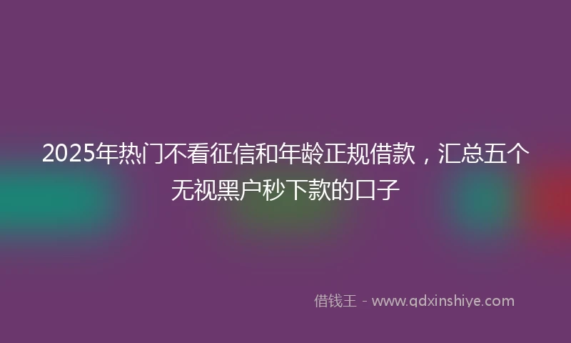 2025年热门不看征信和年龄正规借款，汇总五个无视黑户秒下款的口子