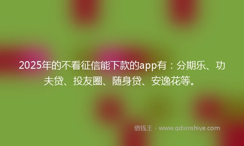 2025年的不看征信能下款的app有：分期乐、功夫贷、投友圈、随身贷、安逸花等。