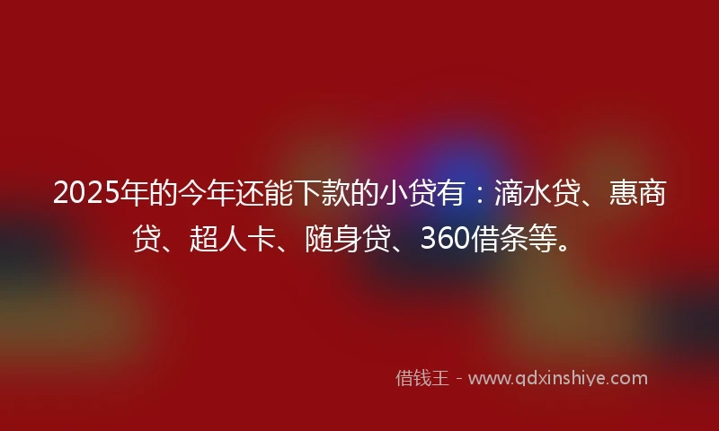 2025年的今年还能下款的小贷有：滴水贷、惠商贷、超人卡、随身贷、360借条等。