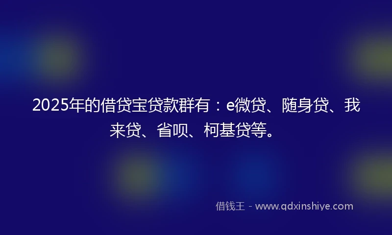 2025年的借贷宝贷款群有：e微贷、随身贷、我来贷、省呗、柯基贷等。
