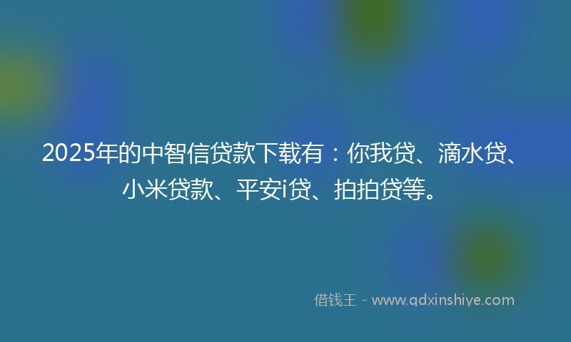 2025年的中智信贷款下载有：你我贷、滴水贷、小米贷款、平安i贷、拍拍贷等。
