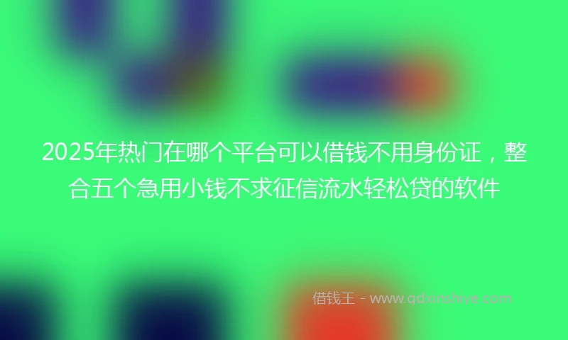 2025年热门在哪个平台可以借钱不用身份证，整合五个急用小钱不求征信流水轻松贷的软件