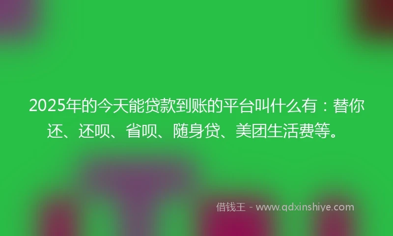 2025年的今天能贷款到账的平台叫什么有：替你还、还呗、省呗、随身贷、美团生活费等。