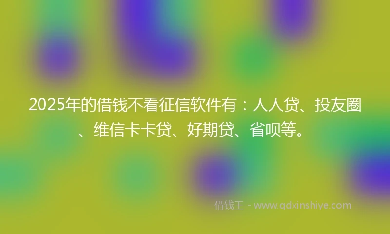 2025年的借钱不看征信软件有：人人贷、投友圈、维信卡卡贷、好期贷、省呗等。