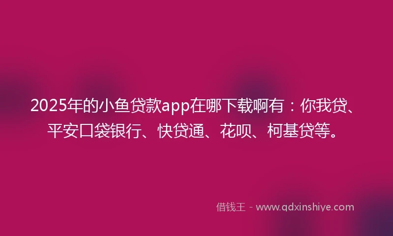 2025年的小鱼贷款app在哪下载啊有：你我贷、平安口袋银行、快贷通、花呗、柯基贷等。