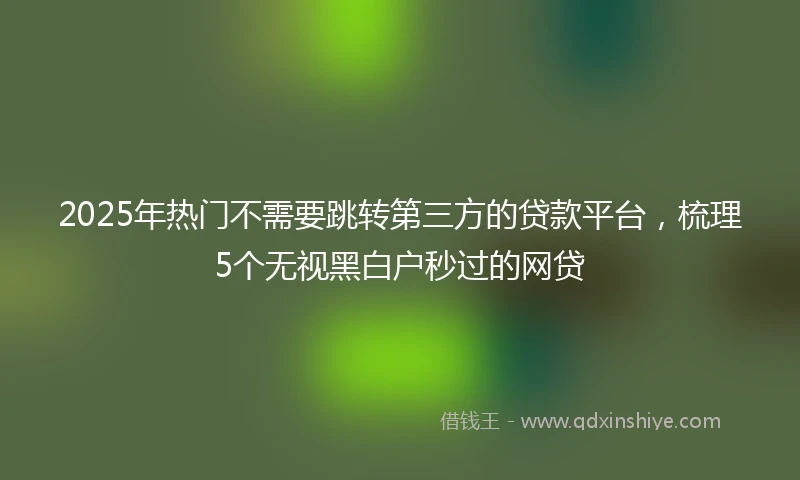 2025年热门不需要跳转第三方的贷款平台，梳理5个无视黑白户秒过的网贷