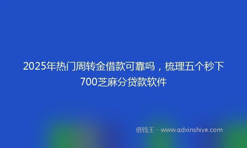2025年热门周转金借款可靠吗，梳理五个秒下700芝麻分贷款软件