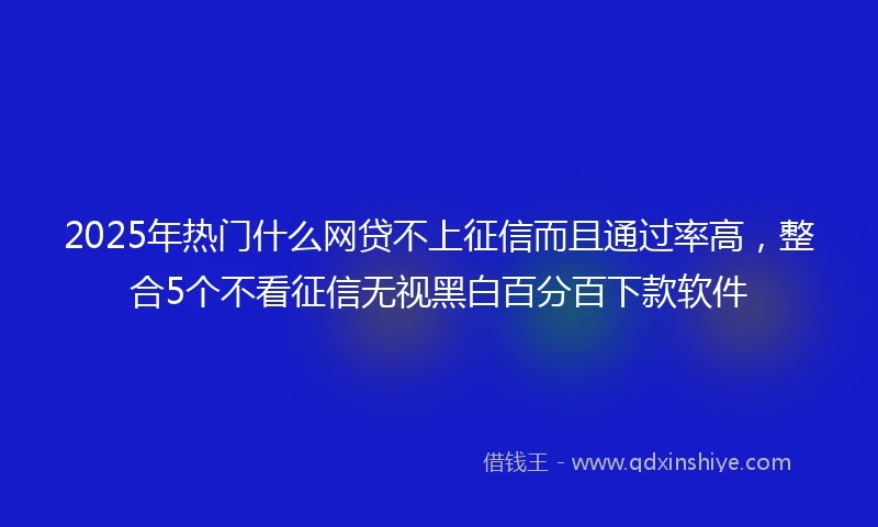 2025年热门什么网贷不上征信而且通过率高，整合5个不看征信无视黑白百分百下款软件