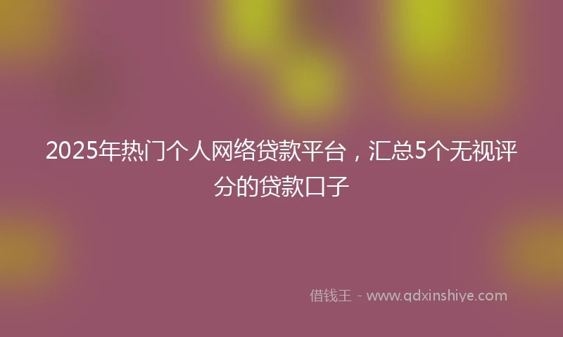 2025年热门个人网络贷款平台，汇总5个无视评分的贷款口子