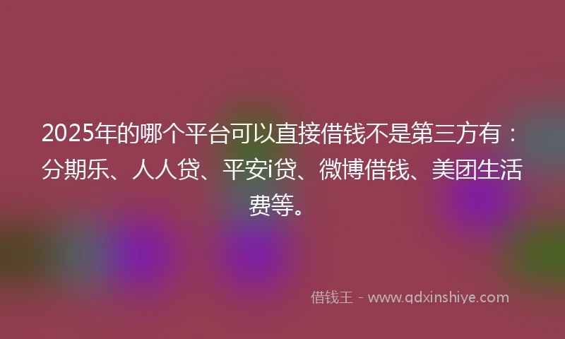 2025年的哪个平台可以直接借钱不是第三方有：分期乐、人人贷、平安i贷、微博借钱、美团生活费等。