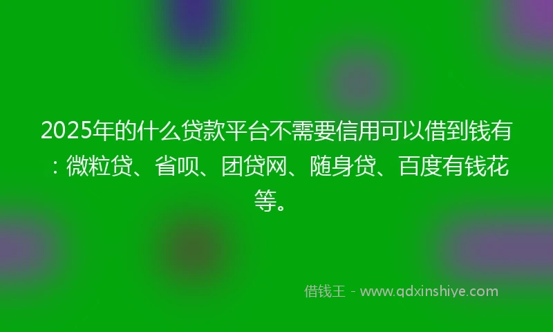 2025年的什么贷款平台不需要信用可以借到钱有：微粒贷、省呗、团贷网、随身贷、百度有钱花等。