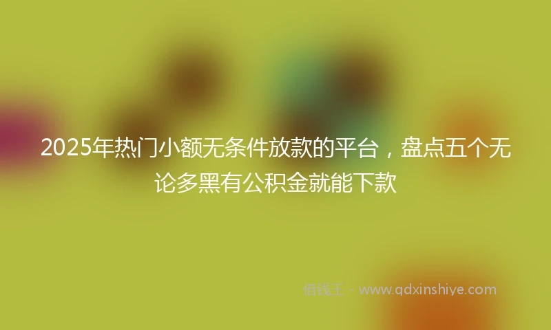 2025年热门小额无条件放款的平台，盘点五个无论多黑有公积金就能下款
