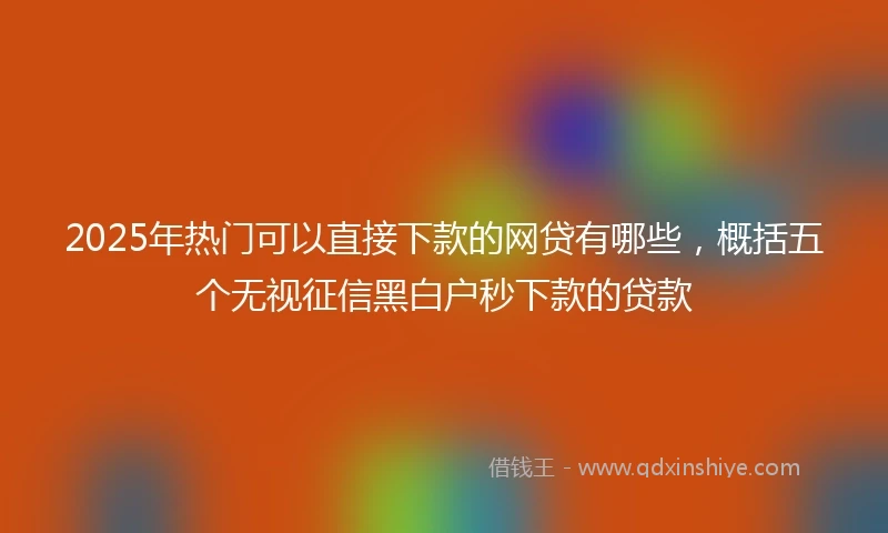 2025年热门可以直接下款的网贷有哪些，概括五个无视征信黑白户秒下款的贷款