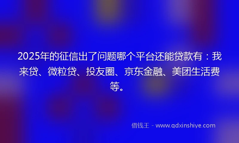 2025年的征信出了问题哪个平台还能贷款有：我来贷、微粒贷、投友圈、京东金融、美团生活费等。