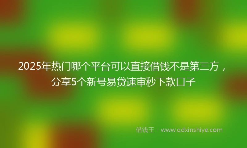 2025年热门哪个平台可以直接借钱不是第三方，分享5个新号易贷速审秒下款口子