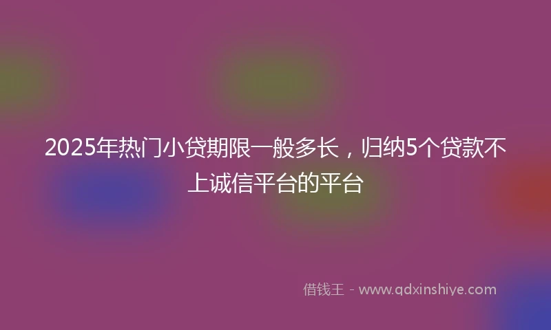 2025年热门小贷期限一般多长，归纳5个贷款不上诚信平台的平台