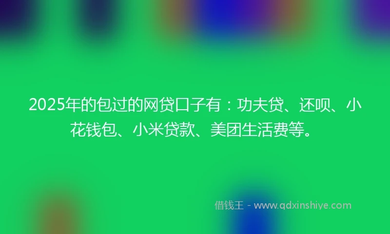 2025年的包过的网贷口子有：功夫贷、还呗、小花钱包、小米贷款、美团生活费等。