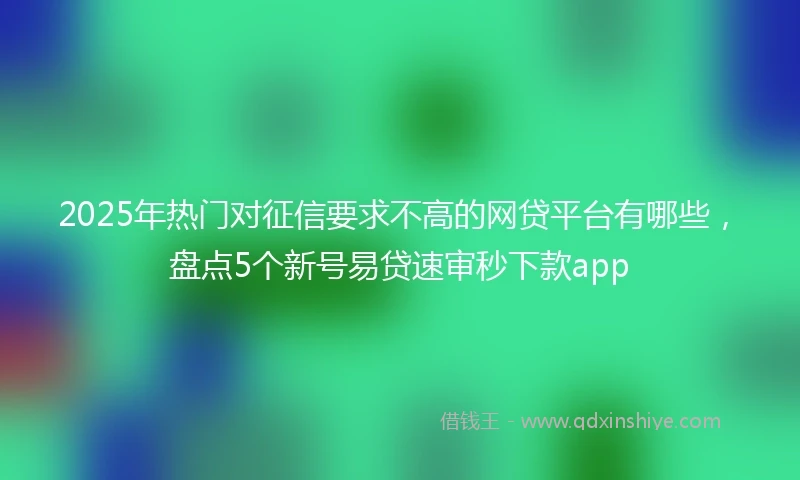 2025年热门对征信要求不高的网贷平台有哪些，盘点5个新号易贷速审秒下款app