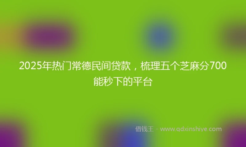 2025年热门常德民间贷款，梳理五个芝麻分700能秒下的平台