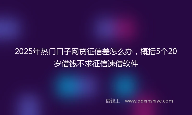 2025年热门口子网贷征信差怎么办，概括5个20岁借钱不求征信速借软件