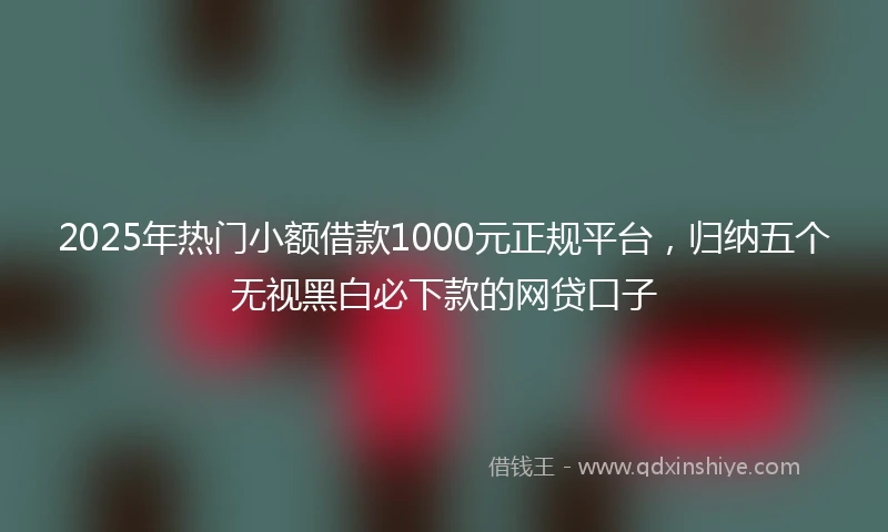 2025年热门小额借款1000元正规平台，归纳五个无视黑白必下款的网贷口子