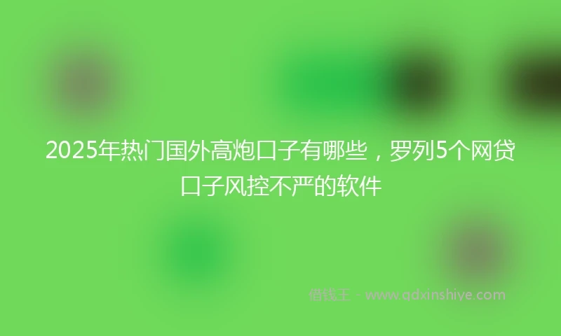 2025年热门国外高炮口子有哪些，罗列5个网贷口子风控不严的软件