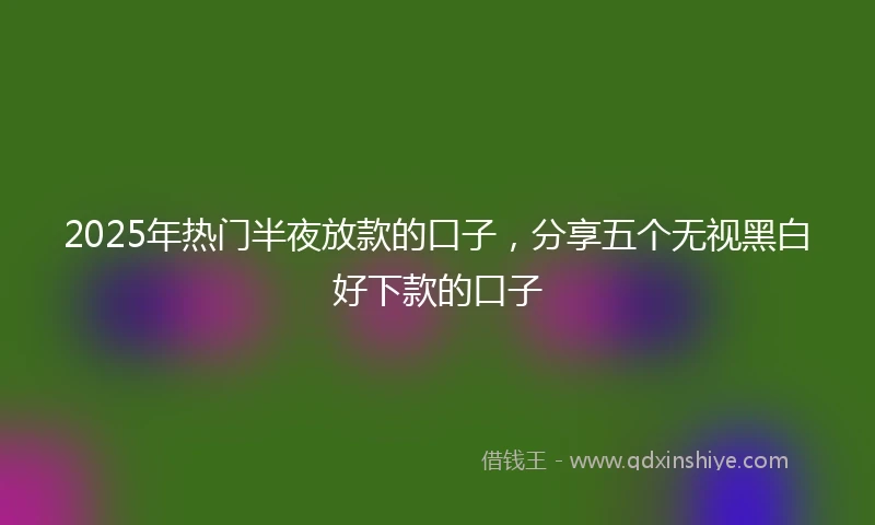 2025年热门半夜放款的口子，分享五个无视黑白好下款的口子