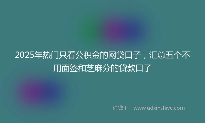 2025年热门只看公积金的网贷口子，汇总五个不用面签和芝麻分的贷款口子