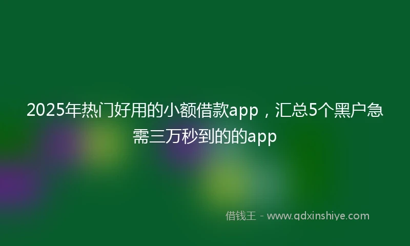 2025年热门好用的小额借款app，汇总5个黑户急需三万秒到的的app