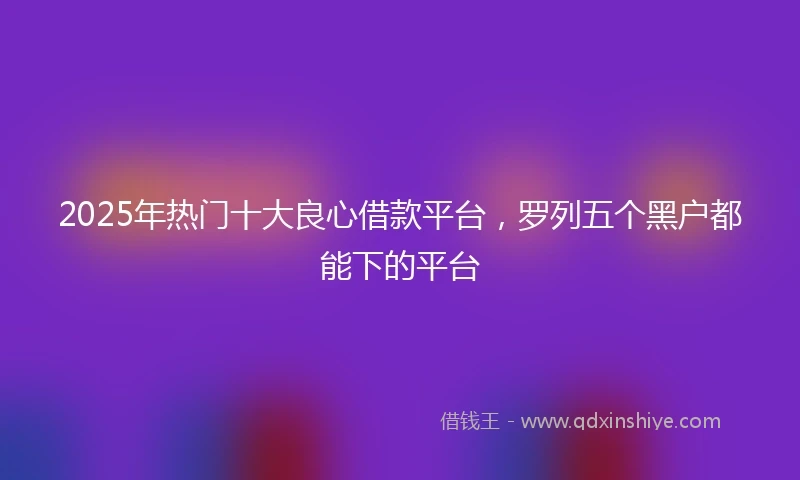 2025年热门十大良心借款平台，罗列五个黑户都能下的平台