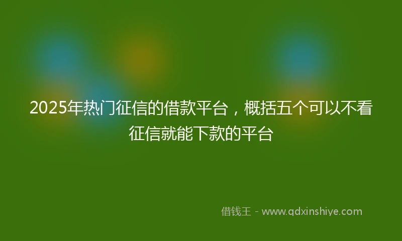 2025年热门征信的借款平台，概括五个可以不看征信就能下款的平台