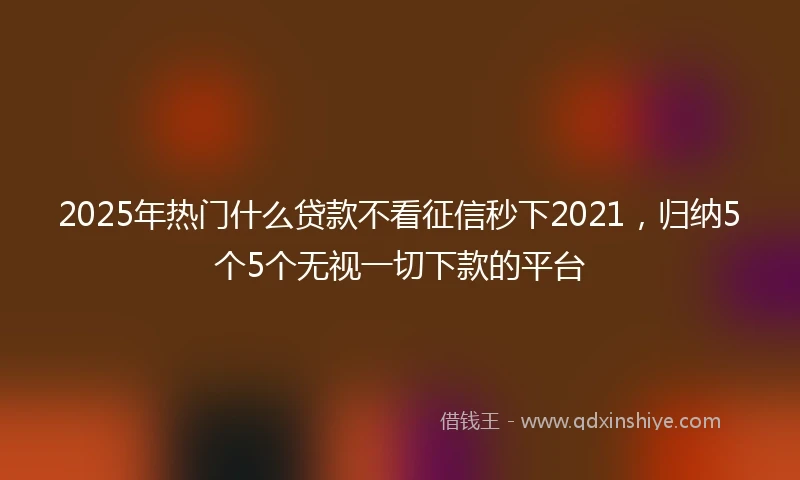 2025年热门什么贷款不看征信秒下2021，归纳5个5个无视一切下款的平台